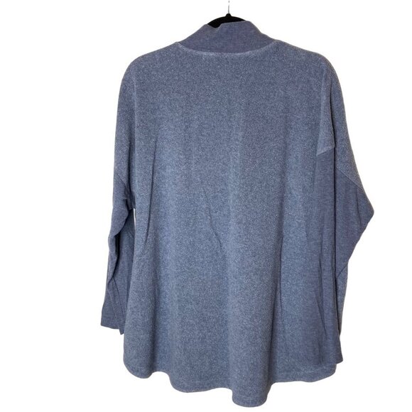 Soft Surroundings Adalyn Fleece Tunic Sz 2X Ribbed Sleeve 1/4 Zip Blue Lagenlook - Picture 3 of 10